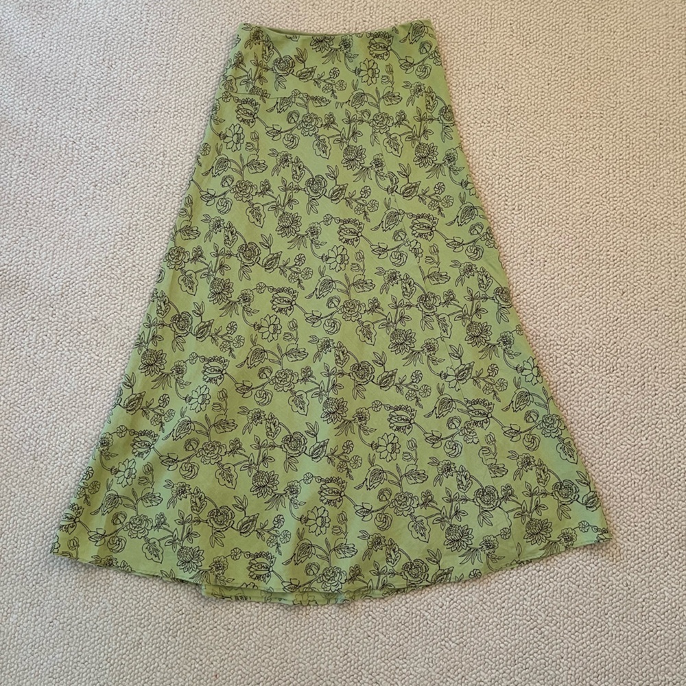Harold's Green Floral A-Line Skirt